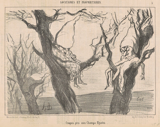 Croquis pris aux Champs Elysées by Honoré Daumier (French, 1808 - 1879), 16X12"(A3)Poster Print