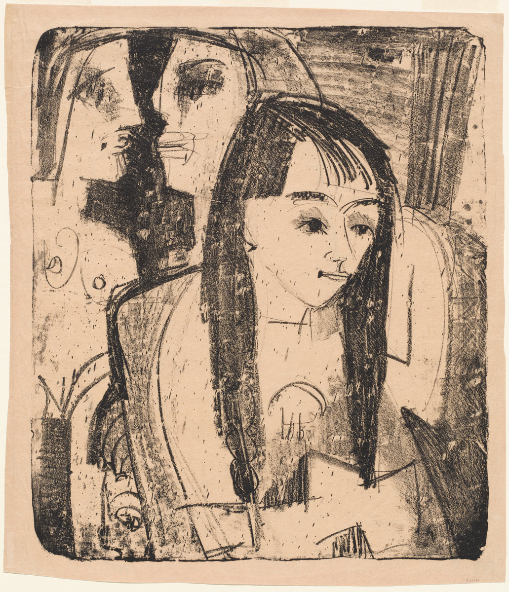 Portrait of a Girl by Ernst Ludwig Kirchner (German, 1880 - 1938), 16X12"(A3)Poster Print