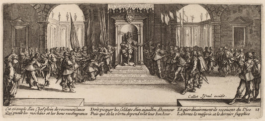 Distribution of Rewards by Gerrit van Schagen after Jacques Callot (Dutch, c. 1642 - 1690 or after), 16X12"(A3)Poster Print