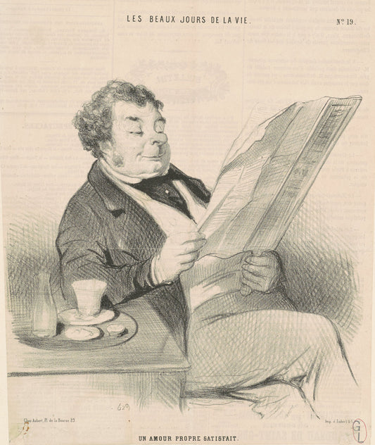 Un amour propre satisfait by Honoré Daumier (French, 1808 - 1879), 16X12"(A3)Poster Print