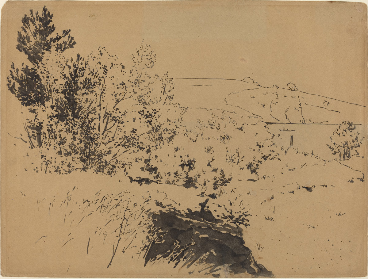 Coastal Landscape by Félix Bracquemond (French, 1833 - 1914), 16X12"(A3)Poster Print