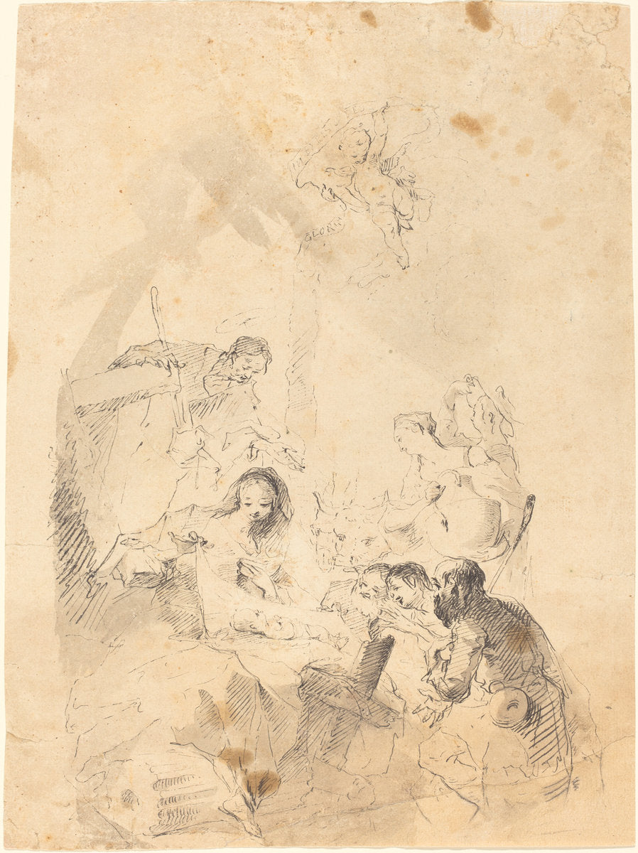 The Adoration of the Shepherds by Franz Anton Maulbertsch (Austrian, 1724 - 1796), 16X12"(A3)Poster Print