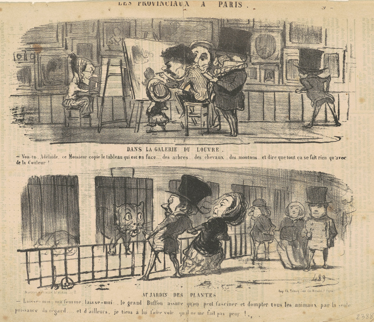 Dans la galerie du Louvre by Honoré Daumier (French, 1808 - 1879), 16X12"(A3)Poster Print