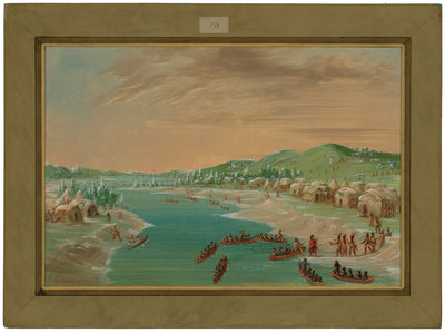 La Salle and Party Arrive at the Village of the Illinois.  January 1, 1680 by George Catlin (American, 1796 - 1872), 16X12"(A3)Poster Print