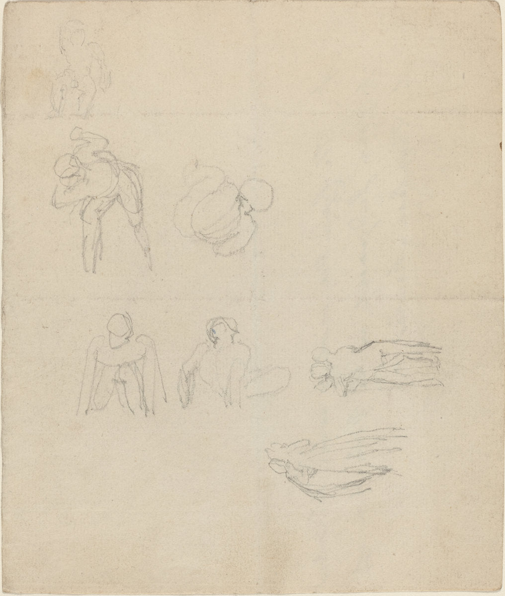 Sheet of Figures Studies by John Flaxman (British, 1755 - 1826), 16X12"(A3)Poster Print