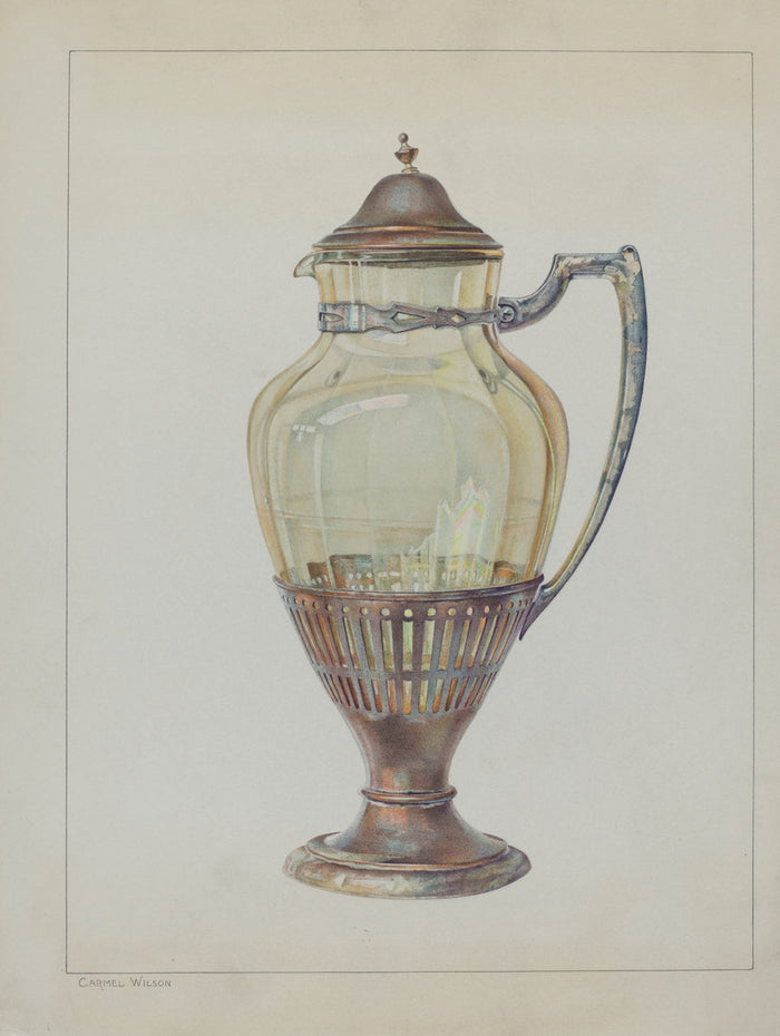 Silver and Glass Flagon by Carmel Wilson (American, active c. 1935), 16X12
