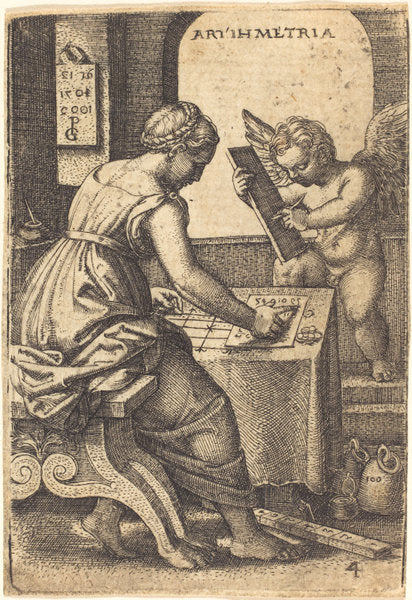 Arithmetic by Georg Pencz (German, c. 1500 - 1550), 16X12"(A3)Poster Print