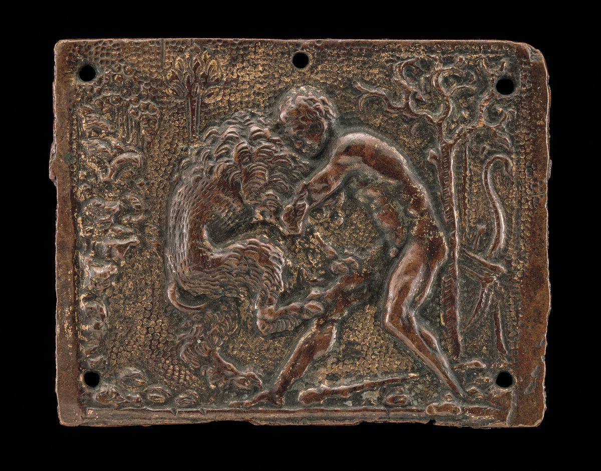 Hercules and the Nemean Lion by Moderno (Italian, 1467 - 1528), 16X12"(A3)Poster Print