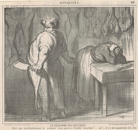 Le désespoir des bouchers by Honoré Daumier (French, 1808 - 1879), 16X12"(A3)Poster Print