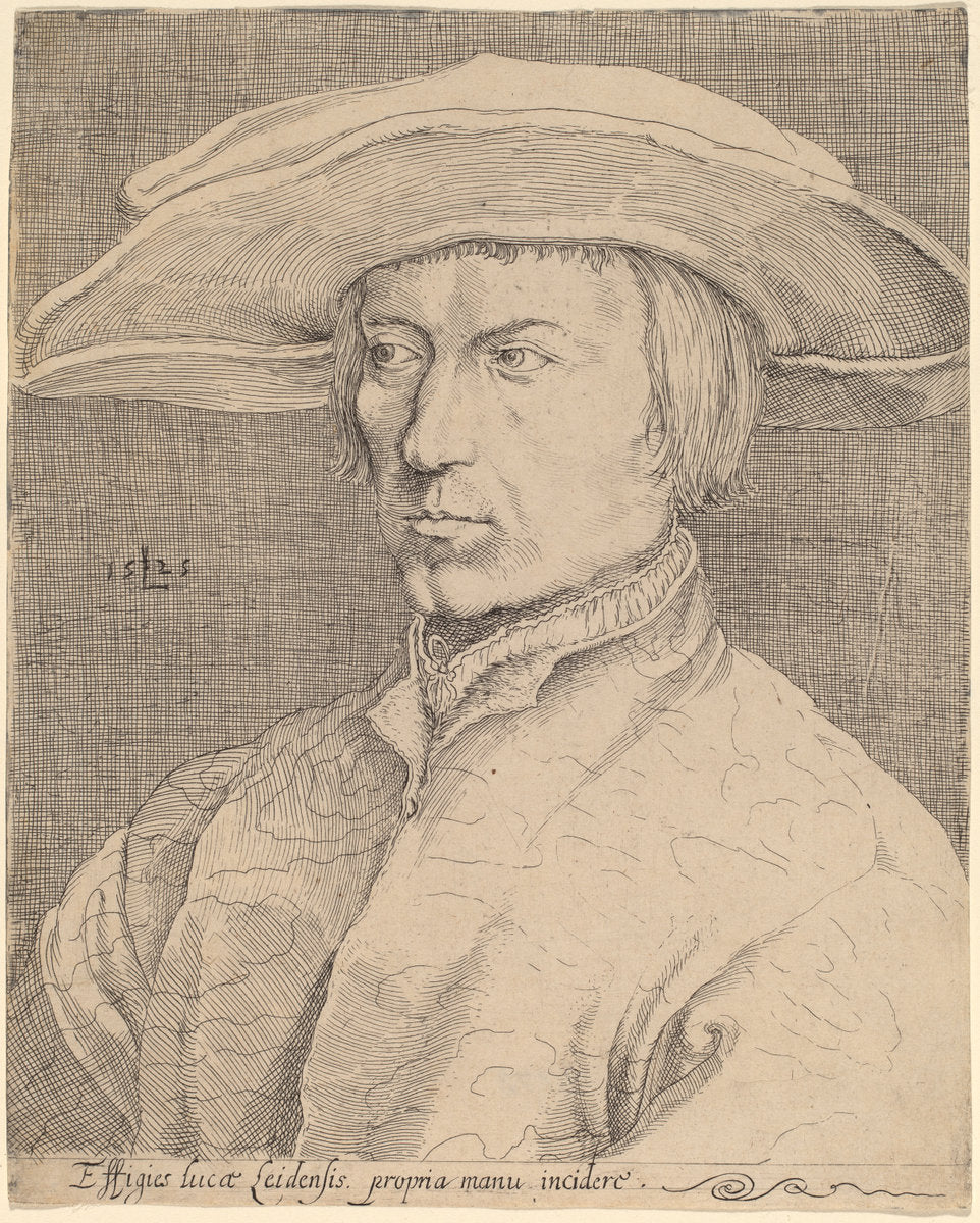 1525 by Style of Lucas van Leyden after Albrecht Dürer (Self-Portrait), 16X12"(A3)Poster Print