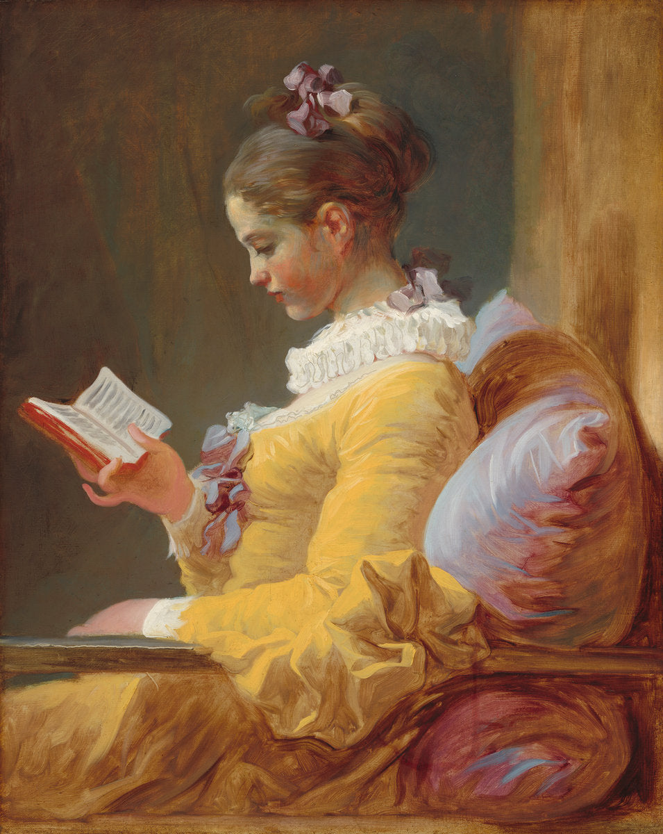 Young Girl Reading by Jean Honoré Fragonard (French, 1732 - 1806), 16X12"(A3)Poster Print