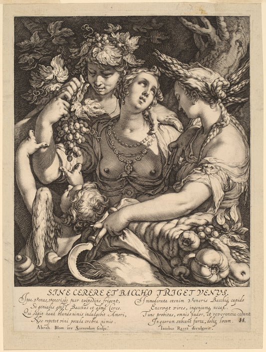 Sine Cerere et Baccho Friget Venus by Jan Pietersz Saenredam, after Abraham Bloemaert (Dutch, 1565 - 1607), 16X12"(A3)Poster Print