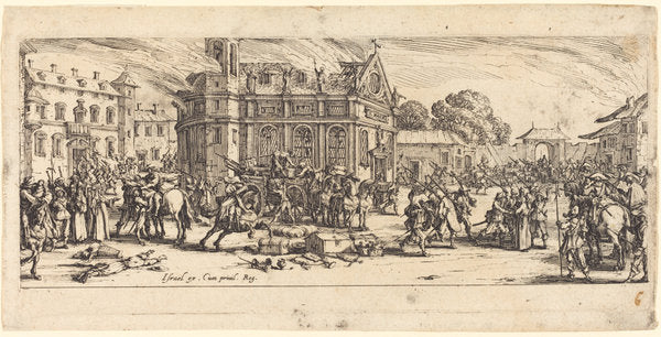 Destruction of a Convent by Jacques Callot (French, 1592 - 1635), 16X12"(A3)Poster Print