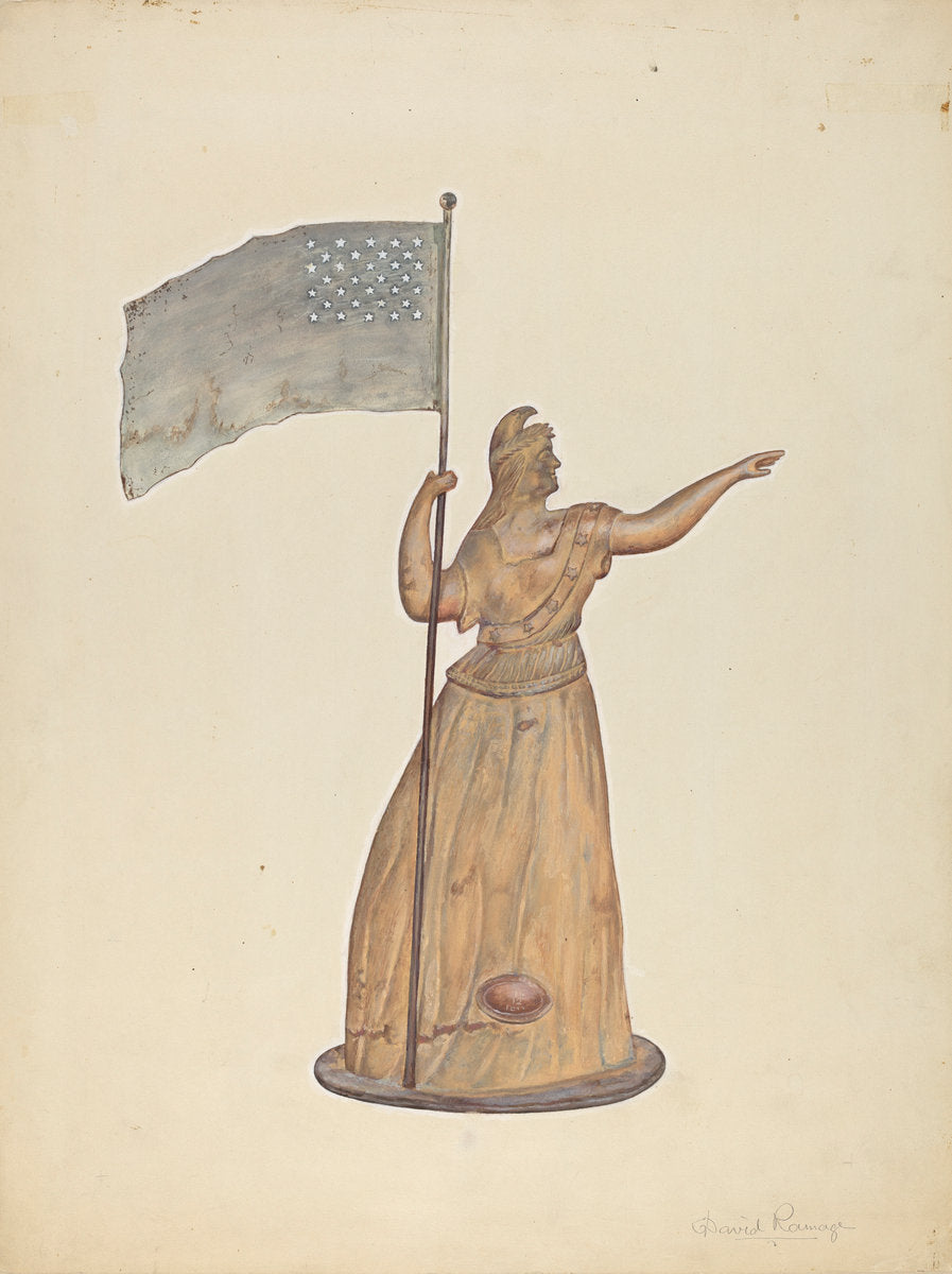 Weather Vane - "Goddess of Liberty" by David Ramage (American, active c. 1935), 16X12"(A3)Poster Print