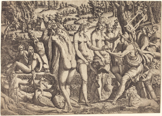 The Judgment of Paris by Jean Mignon after Luca Penni (French, active 1543 - active c. 1545), 16X12"(A3)Poster Print