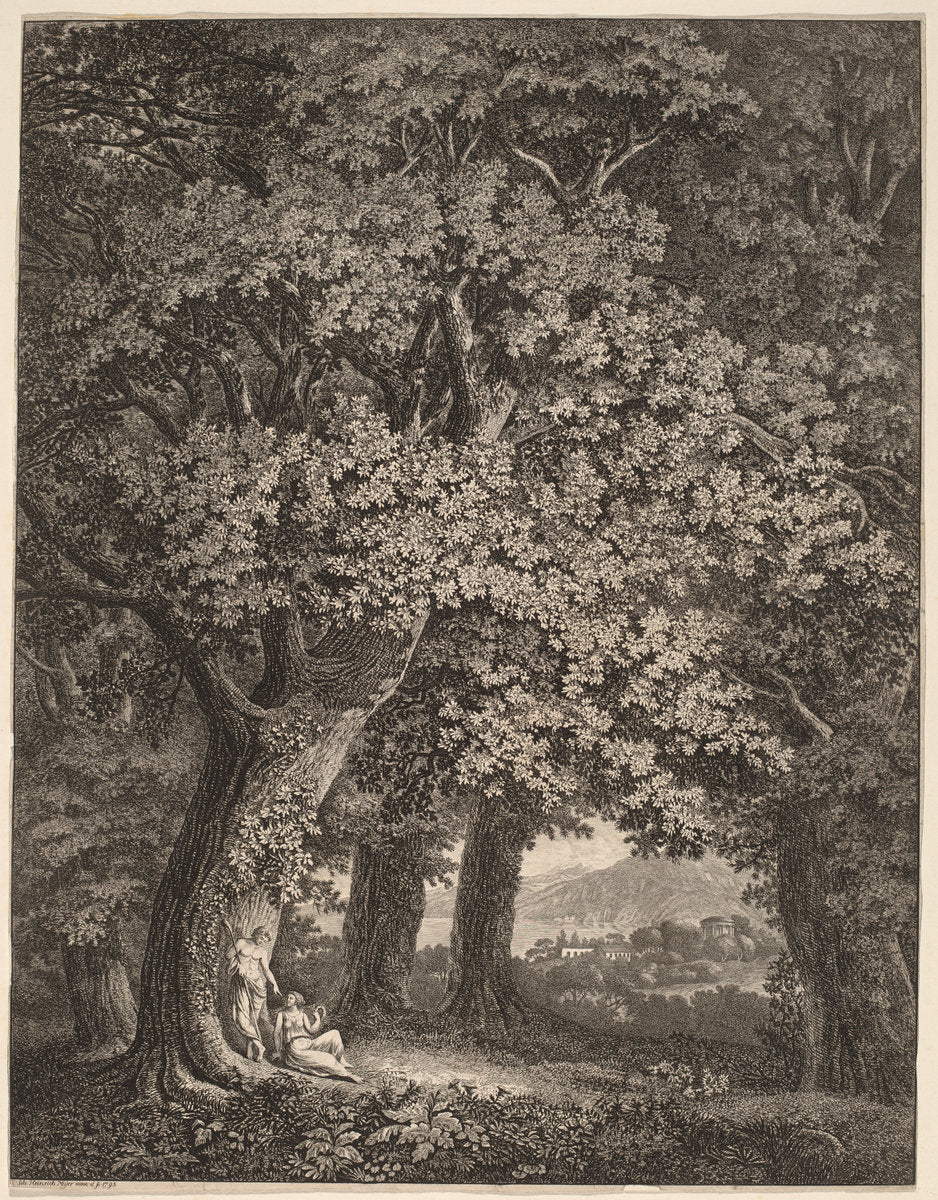Italian Landscape with a Pair of Shepherds by Johann Heinrich Meyer (Swiss, 1783 - 1832), 16X12"(A3)Poster Print