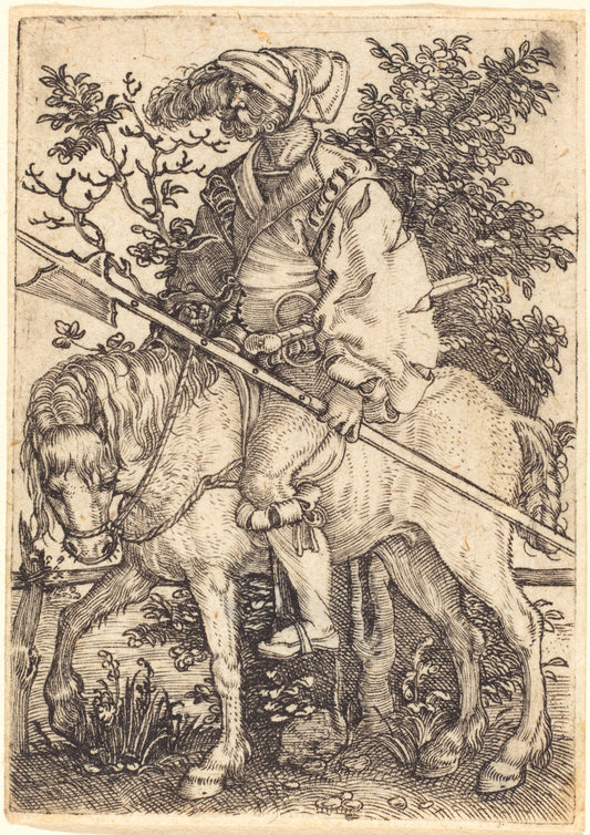 Halberdier on Horseback by Barthel Beham (German, 1502 - 1540), 16X12"(A3)Poster Print