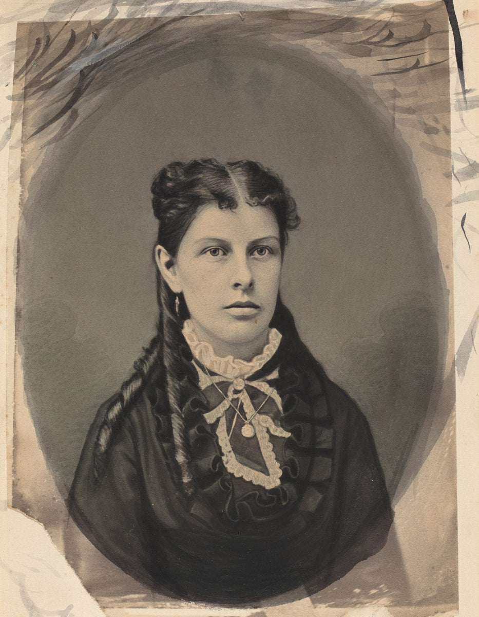 Portrait of a Woman by John G. Ellinwood (American, active c. 1870 - c. 1900), 16X12"(A3)Poster Print