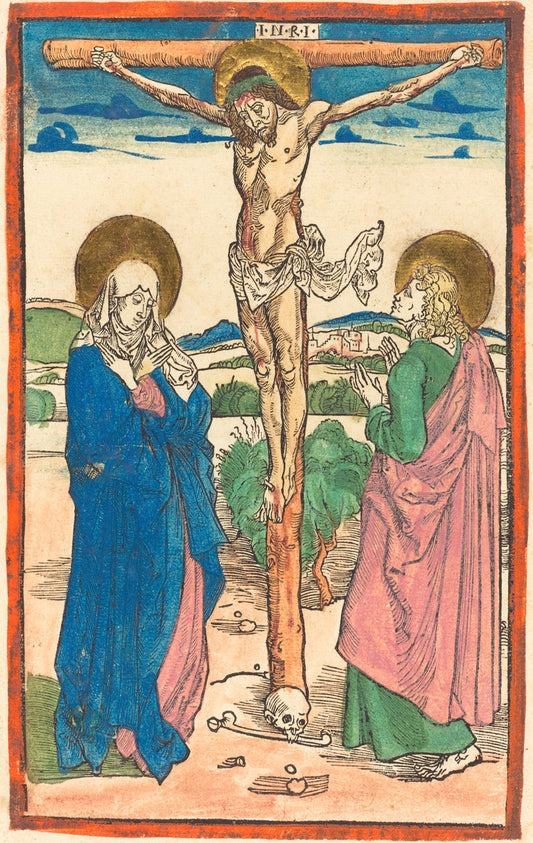 Christ on the Cross Between the Virgin and Saint John by Albrecht Dürer (German, 1471 - 1528), 16X12"(A3)Poster Print