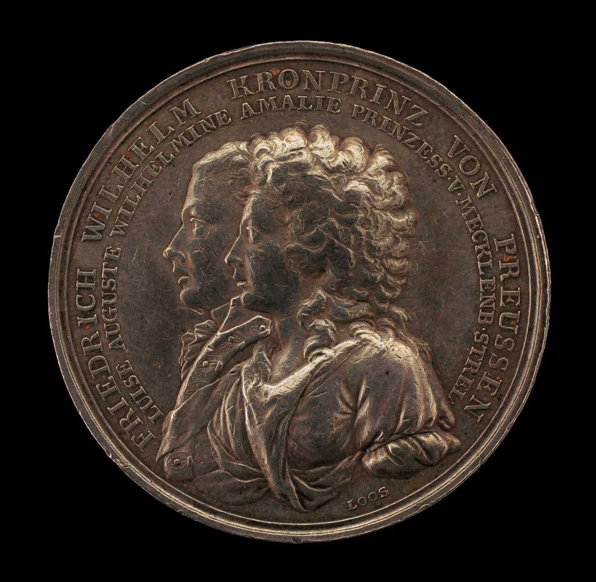 Marriage Medal of Crown Prince Frederick William of Prussia and Princess Louise Augusta of Mecklenburg-Strelitz [obverse] by Daniel Friedrich Loos and Friedrich Wilhelm Loos (German, 1735 - 1819), 16X12"(A3)Poster Print