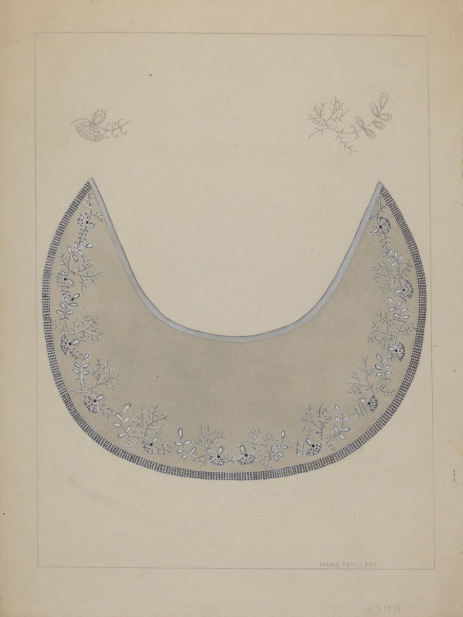 Embroidered Collar by Marie Famularo (American, 1901 - 1975), 16X12"(A3)Poster Print