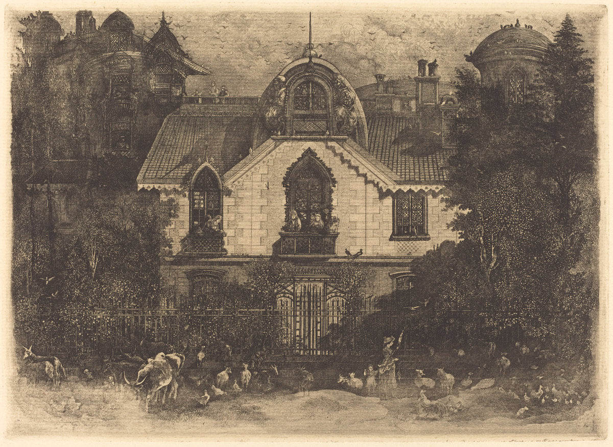 The Haunted House by Rodolphe Bresdin (French, 1822 - 1885), 16X12"(A3)Poster Print