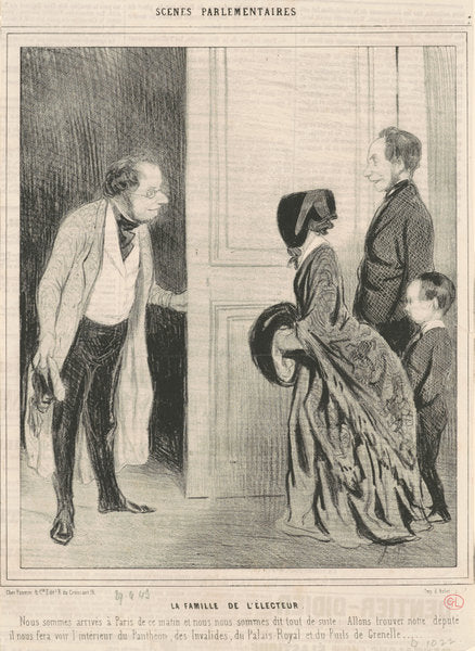 La famille de l'électeur by Honoré Daumier (French, 1808 - 1879), 16X12"(A3)Poster Print