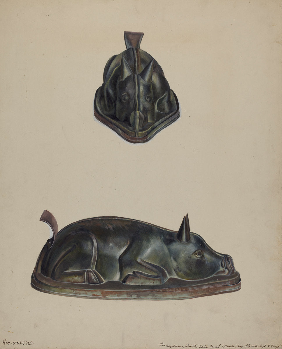 Pa. German Cake Mold by Walter Hochstrasser (American, active c. 1935), 16X12"(A3)Poster Print