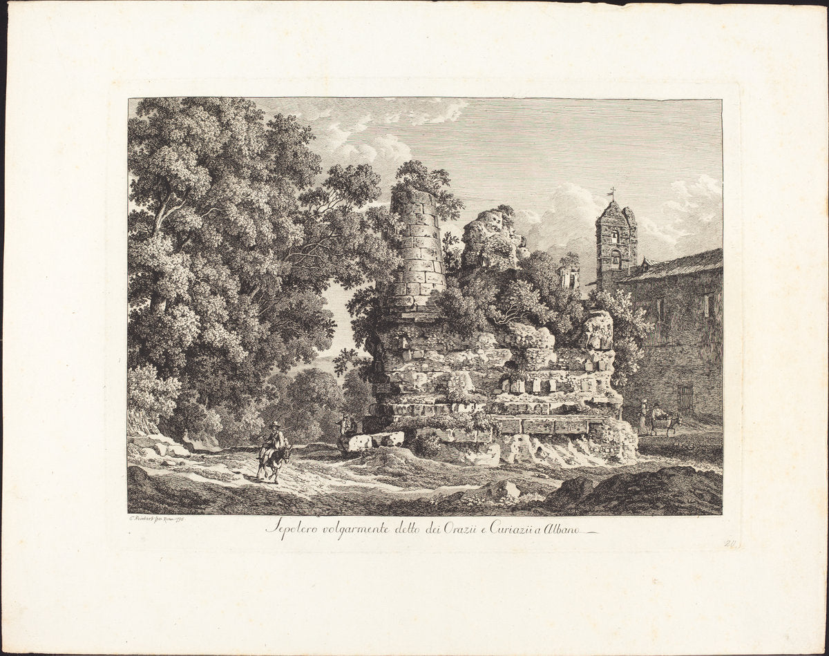 Sepolcro volgarmente detto degli Orazii e Curiazii a Albano by Johann Christian Reinhart (German, 1761 - 1847), 16X12"(A3)Poster Print