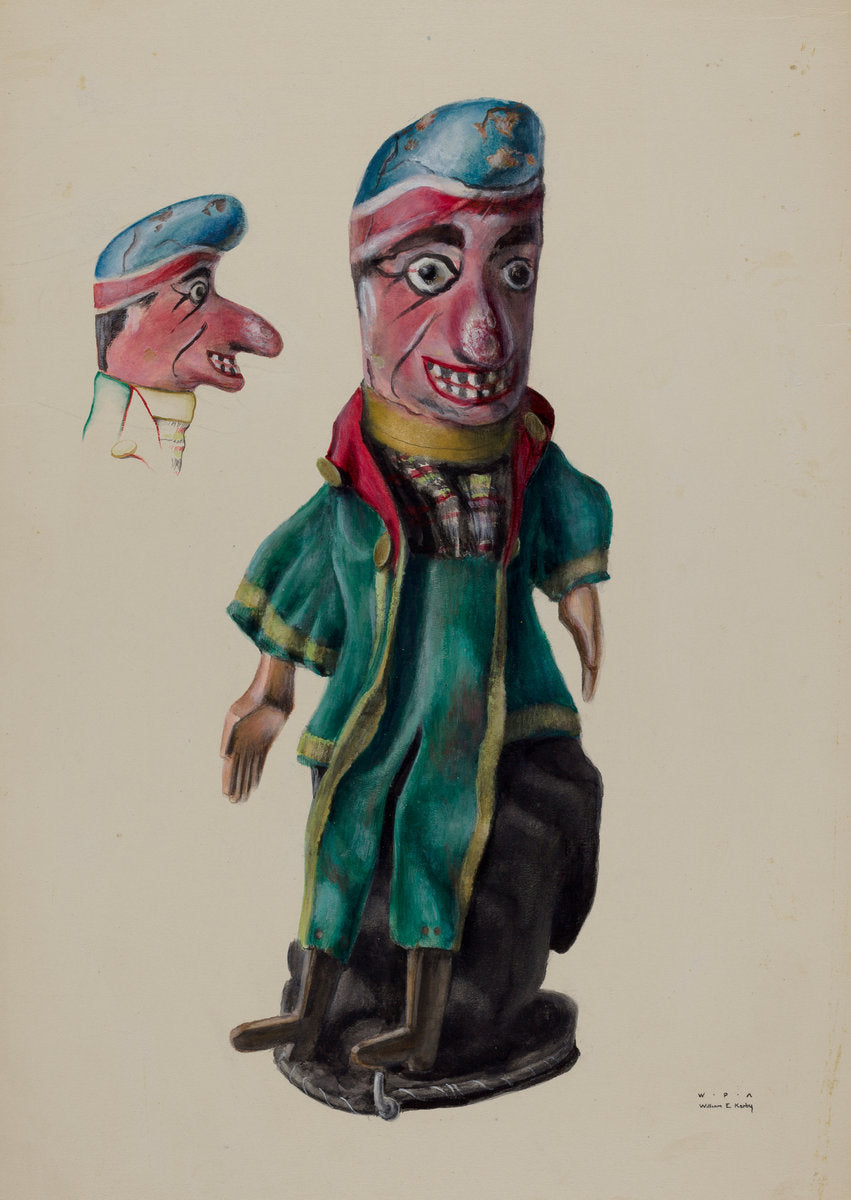 Hand Puppet "Punch" by William Kerby (American, active c. 1935), 16X12"(A3)Poster Print