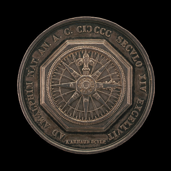 Compass Rose [reverse] by Aloysio Arnaud, struck by L. Taglioni (French, active c. 1825/1846), 16X12"(A3)Poster Print