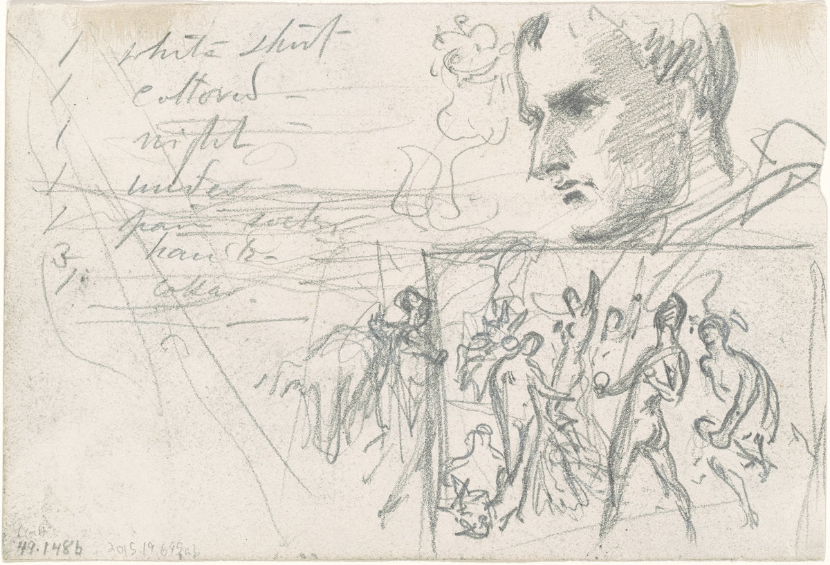 Napoleonic Head and Judgment of Paris [verso] by John Singer Sargent (American, 1856 - 1925), 16X12"(A3)Poster Print