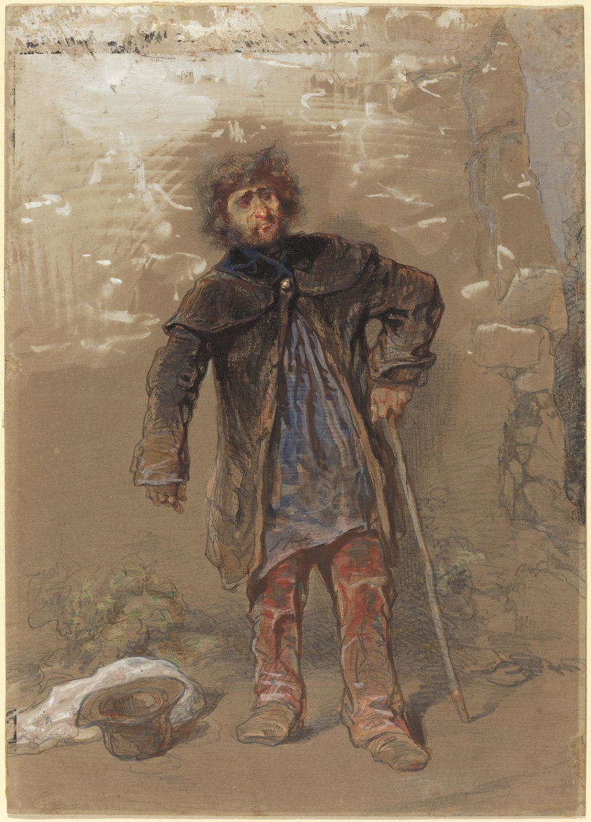 English Beggar by Paul Gavarni (French, 1804 - 1866), 16X12"(A3)Poster Print