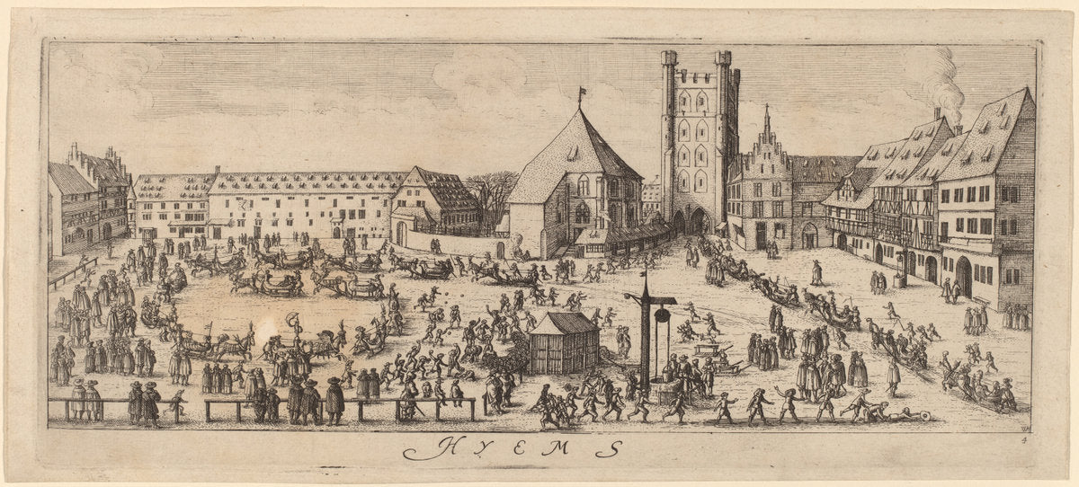 Winter: The Parade Ground by Wenceslaus Hollar (Bohemian, 1607 - 1677), 16X12"(A3)Poster Print