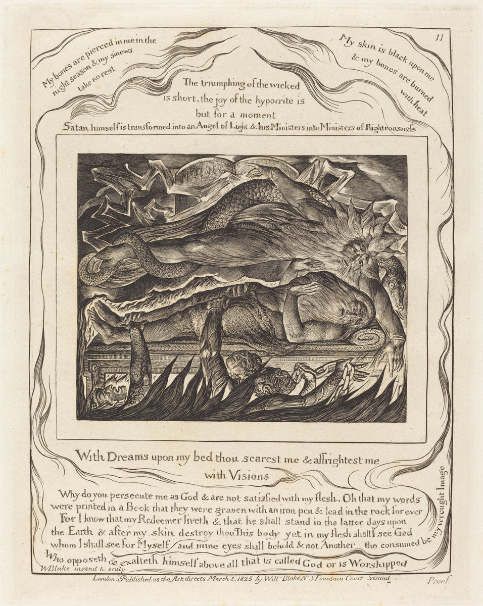 Job's Evil Dreams by William Blake (British, 1757 - 1827), 16X12"(A3)Poster Print