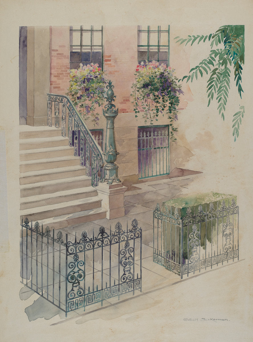 Balcony by Gilbert Sackerman (American, active c. 1935), 16X12"(A3)Poster Print