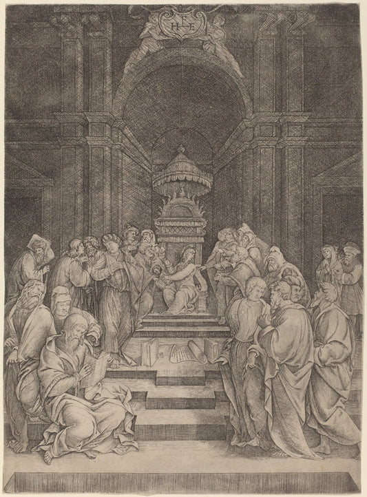 Christ Disputing with the Doctors by Master HFE (Italian, active first half 16th century), 16X12"(A3)Poster Print
