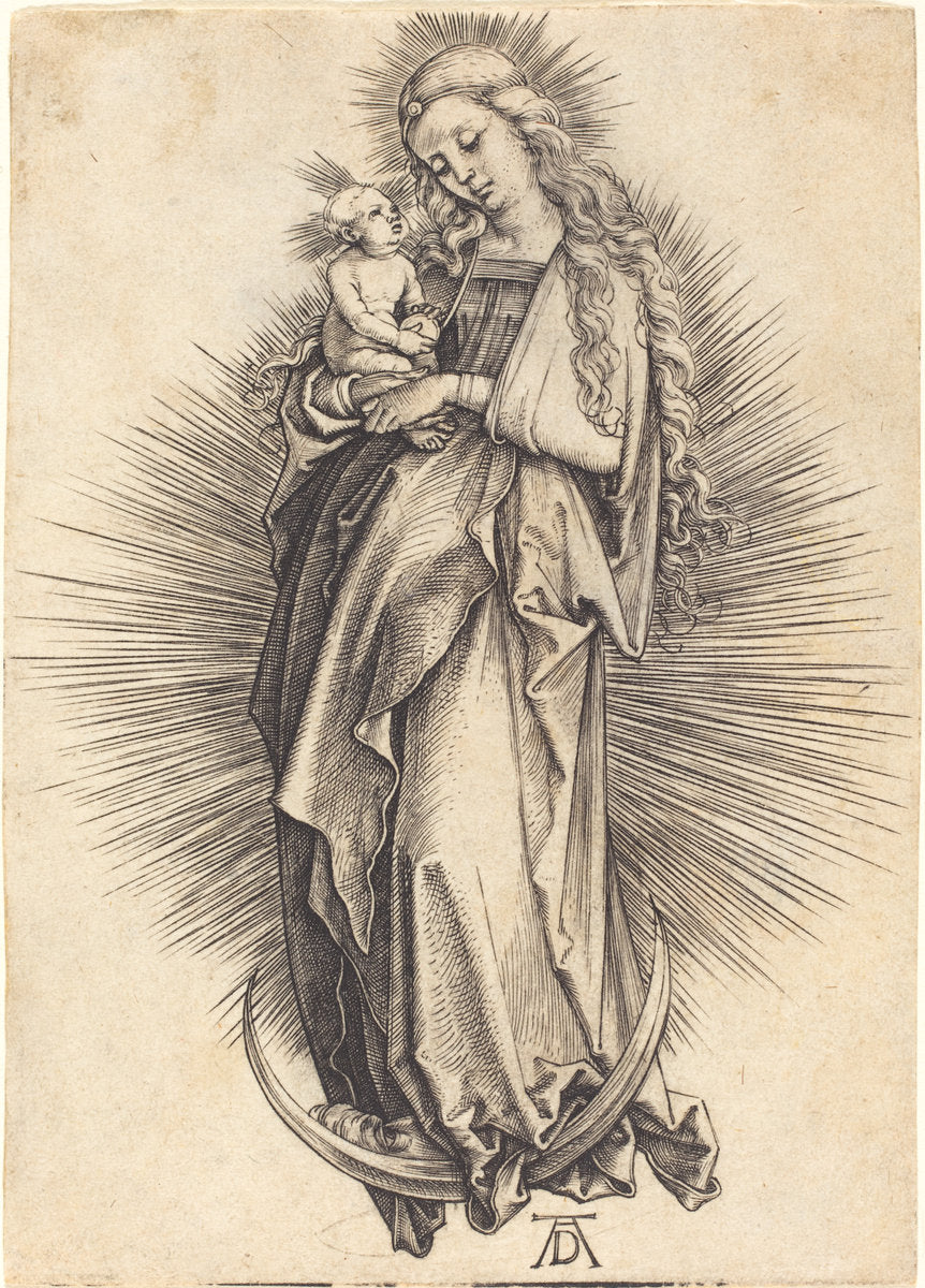 The Virgin on the Crescent by Albrecht Dürer (German, 1471 - 1528), 16X12"(A3)Poster Print