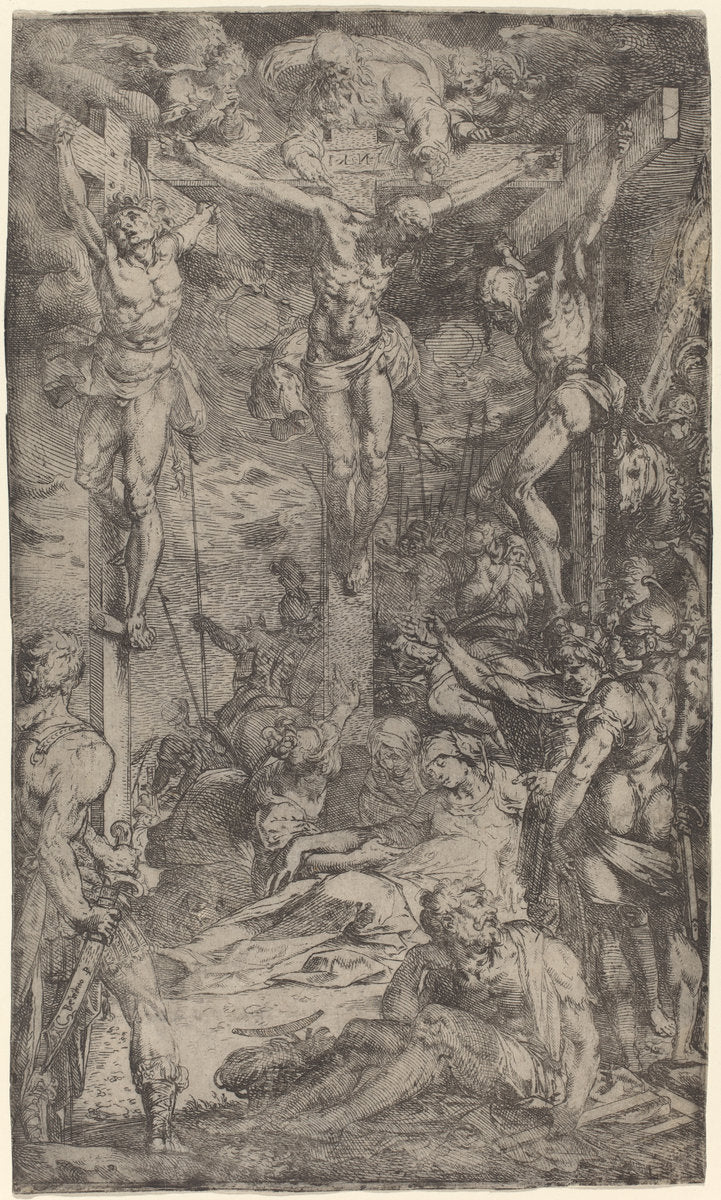 The Crucifixion by Bernardino Poccetti (Italian, 1548 - 1612), 16X12"(A3)Poster Print