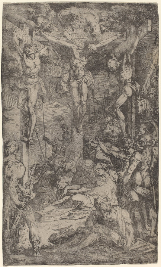The Crucifixion by Bernardino Poccetti (Italian, 1548 - 1612), 16X12"(A3)Poster Print