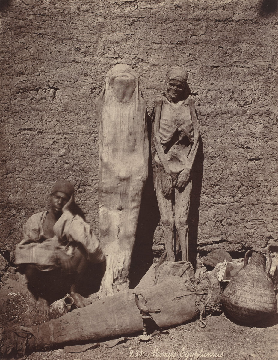 Momies Egyptiennes (Egyptian Mummies) by Félix Bonfils (French, 1831 - 1885), 16X12"(A3)Poster Print