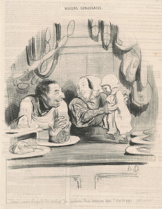 Hein! comme il regarde les cervelas... by Honoré Daumier (French, 1808 - 1879), 16X12"(A3)Poster Print