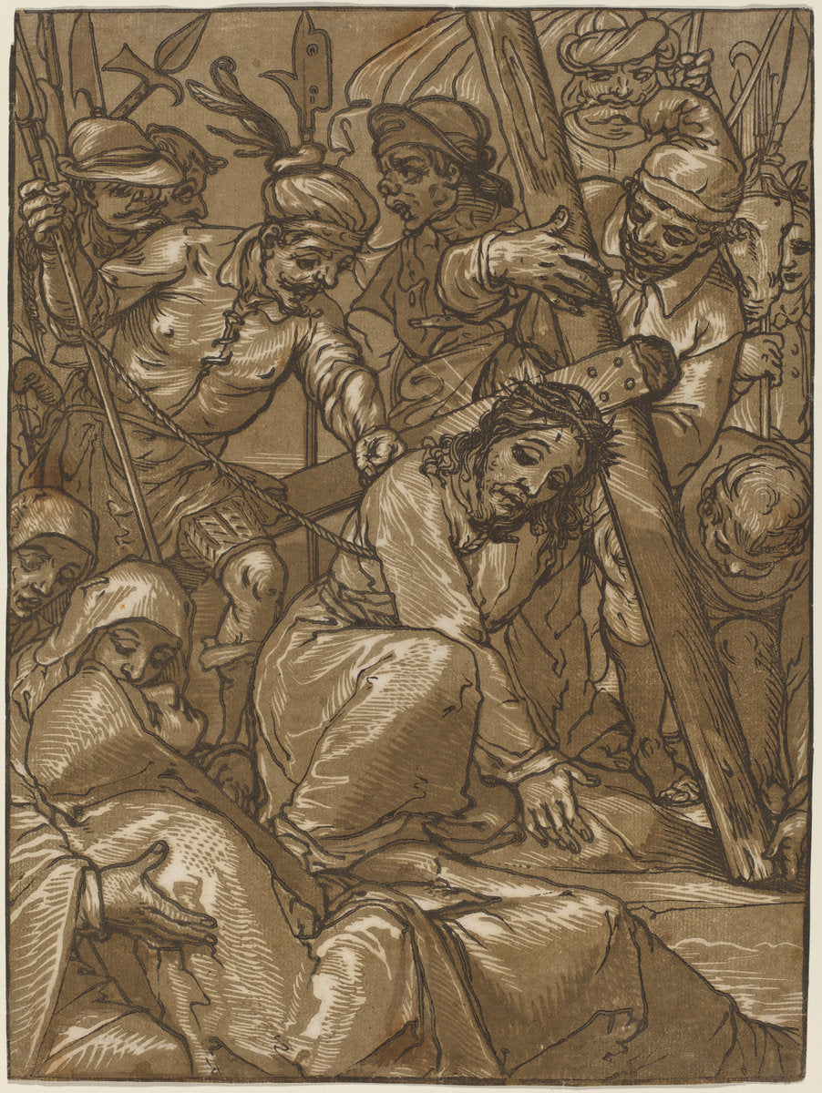 The Bearing of the Cross by Andrea Andreani after Alessandro Casolani (Italian, 1558/1559 - 1629), 16X12"(A3)Poster Print