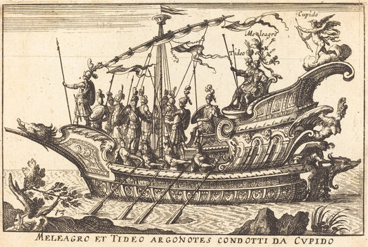 Meleagro et Tideo Argonotes condotti da Cupido by Balthasar Moncornet after Remigio Cantagallina (French, c. 1600 - 1668), 16X12"(A3)Poster Print