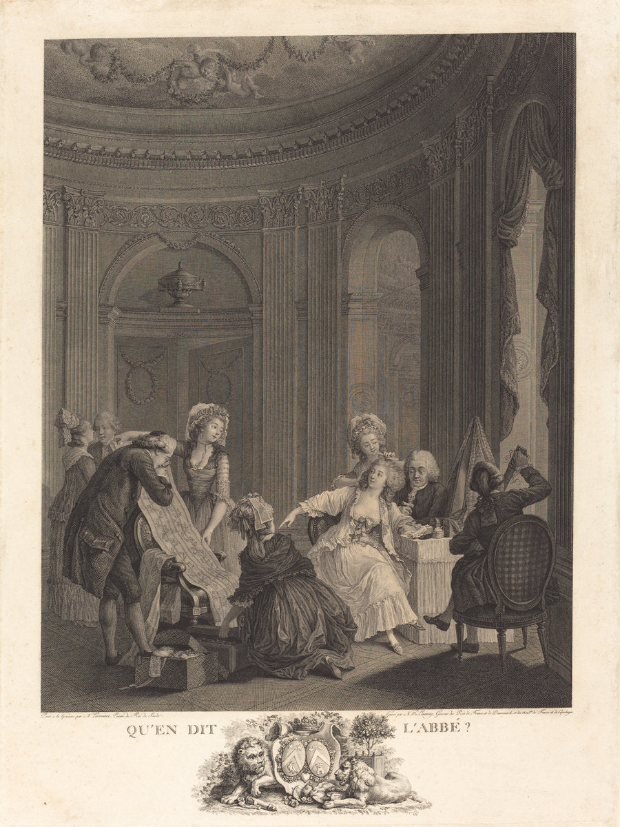 Qu'en dit l'Abbé? by Nicolas Delaunay after Nicolas Lavreince (French, 1739 - 1792), 16X12"(A3)Poster Print