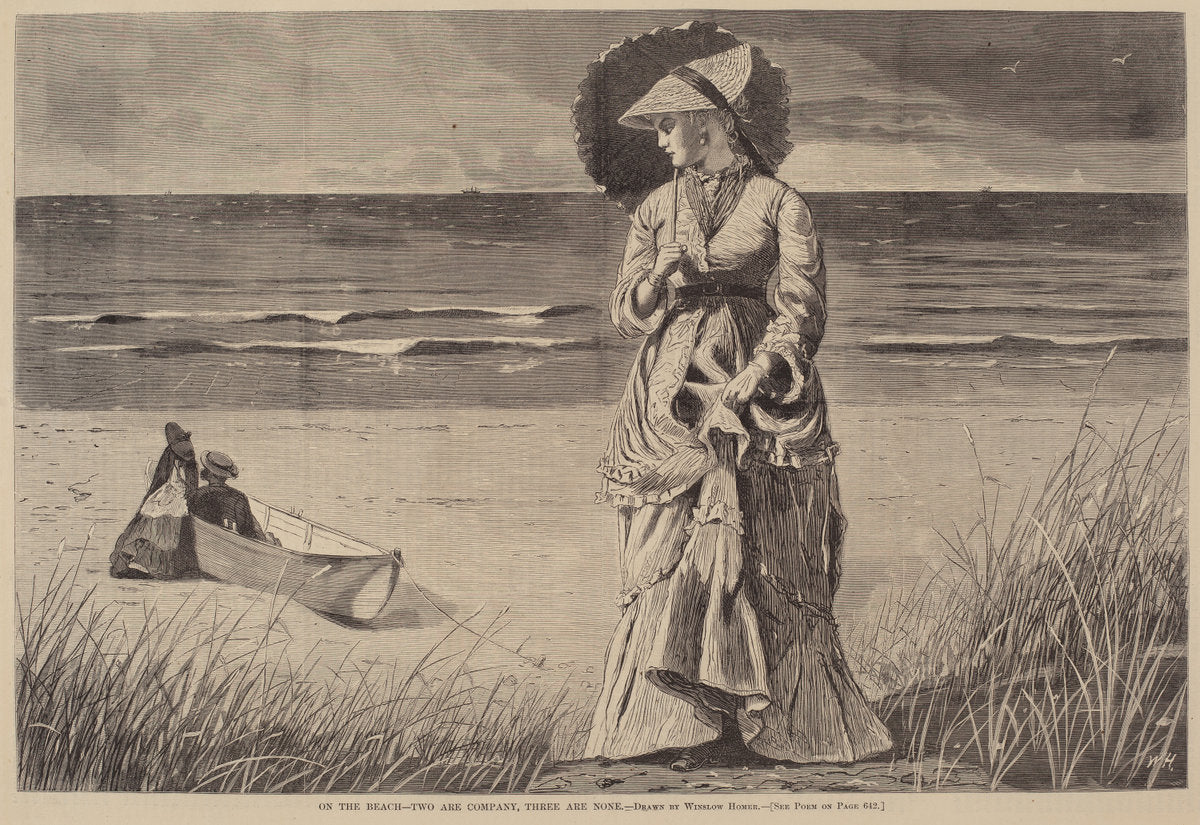 published 1872 by after Winslow Homer (On the Beach - Two are Company, Three are None), 16X12"(A3)Poster Print