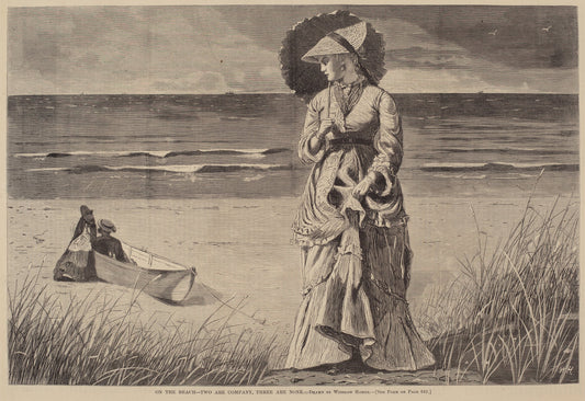 published 1872 by after Winslow Homer (On the Beach - Two are Company, Three are None), 16X12"(A3)Poster Print