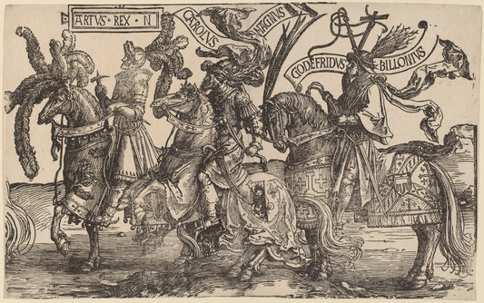 Arthur, Charles the Great (Charlemagne), Godfry of Bouillon by Lucas van Leyden (Netherlandish, 1489/1494 - 1533), 16X12"(A3)Poster Print