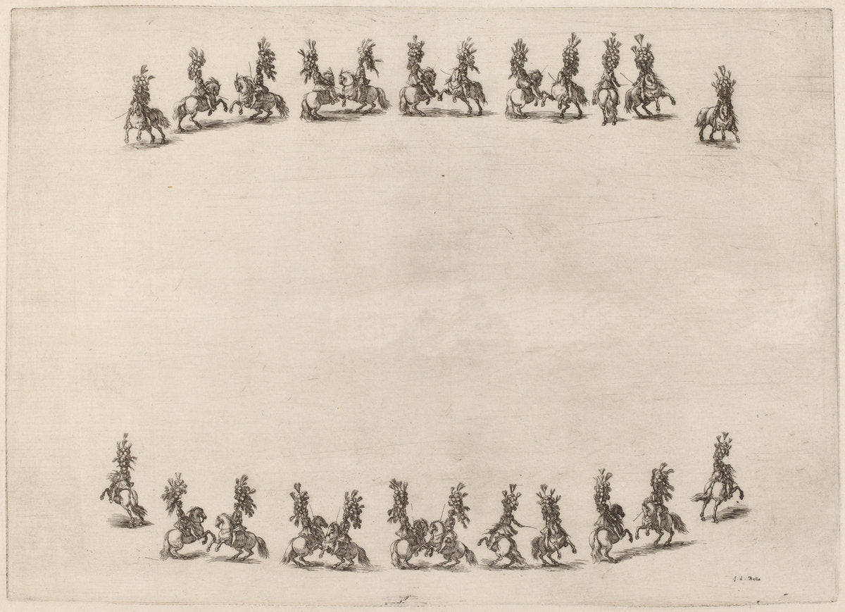 Twenty-Four Cavorting Cavaliers by Stefano Della Bella (Italian, 1610 - 1664), 16X12"(A3)Poster Print