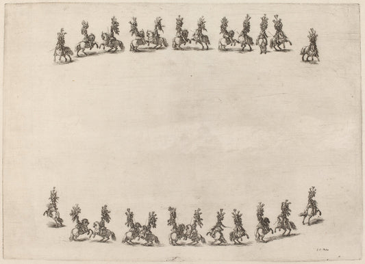 Twenty-Four Cavorting Cavaliers by Stefano Della Bella (Italian, 1610 - 1664), 16X12"(A3)Poster Print